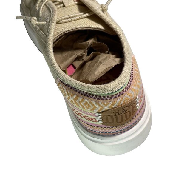 Hey Dude Womens Cody Boho Natural size 8 festival shoes w beaded feather accents - Picture 15 of 16